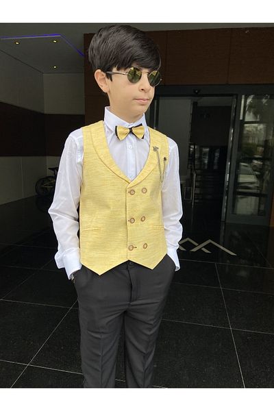 WENA KİDS Children's Vest Suit Shirt set YELLOW