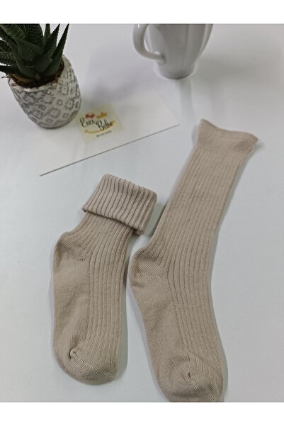 ESES BEBE бежеві вигнуті дитячі шкарпетки до коліна
