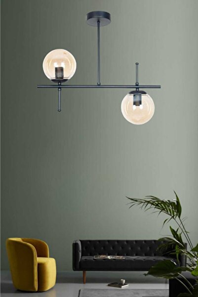 BSA LIGHTING Perla 2'li Siyah Sıralı Avize (BAL CAMLI)