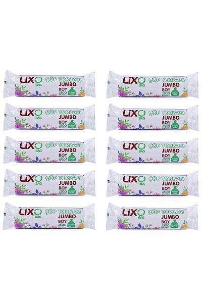 LİXOBAG J-500 Jumbo Size Garbage Bag 80x110 Cm 10 Pieces Rolls * 10 Packs = 100 Pieces Black