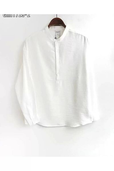 KUN SPORTSWEAR Special Design Linen Oversize Shirt - Judge Collar Model