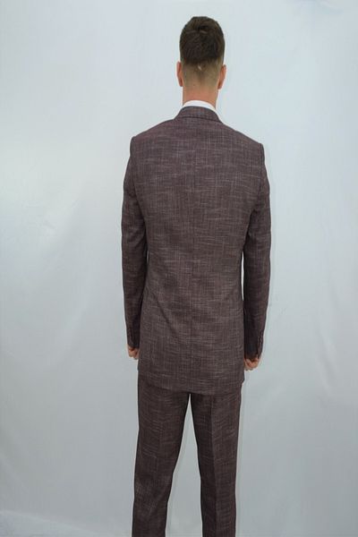 Presto Men's Slimfit Suit with Vest 6 Drop Claret Red-777-800