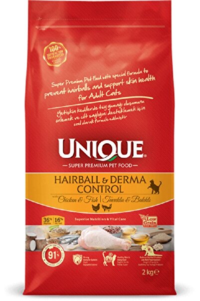 Unique Kuru Kedi Maması Hairball - Derma Kontrol Tavuk Ve Balıklı