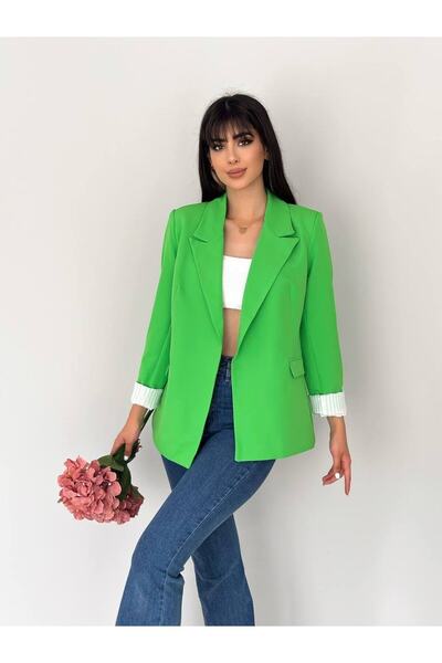 han fashion Sako s dvouřadým límcem bez knoflíků a skládacím rukávem