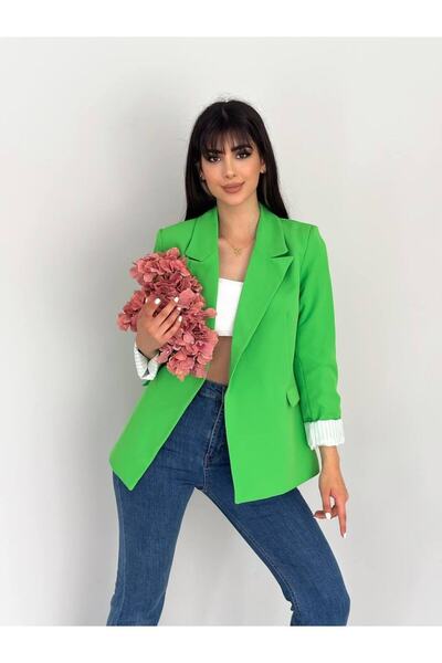 han fashion Sako s dvouřadým límcem bez knoflíků a skládacím rukávem