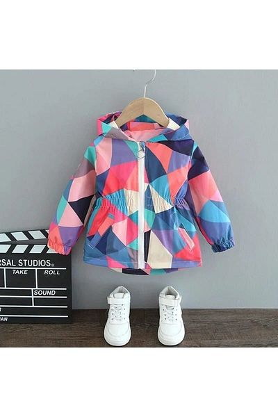 serdemkids Girl's Waterproof Butterfly Raincoat Jacket