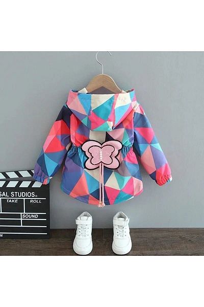 serdemkids Girl's Waterproof Butterfly Raincoat Jacket
