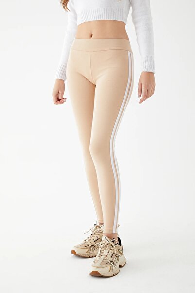 Genel Markalar Açık Somon Çift Çizgili Tayt