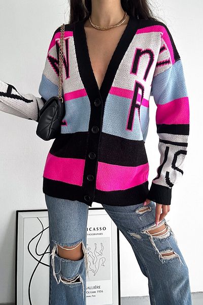 FEMELLE Design detaliat cu nasturi din noul sezon pentru femei Mărime standard Cardigan supradimensionat