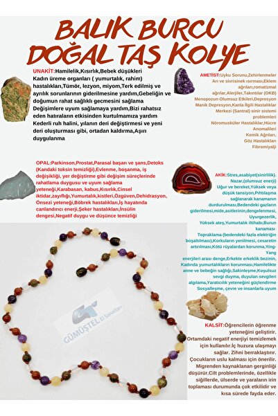 Doğal Taş Dünyası تصميم مخصص - قلادة علامة سمكة معتمدة، أوبال أوناكيت، جمشت و...