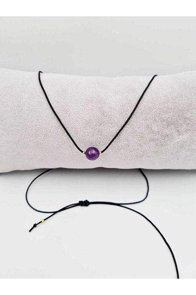 Doğal Taş Dünyası Scorpio Amethyst Stone Natural Stone Necklace