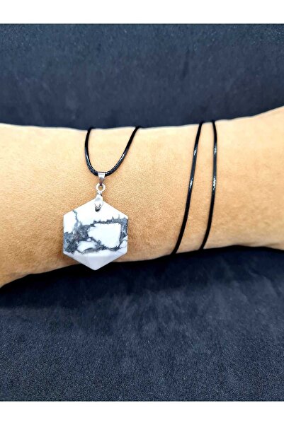 Doğal Taş Dünyası قلادة هاولايت من الحجر الطبيعي قطع سداسي