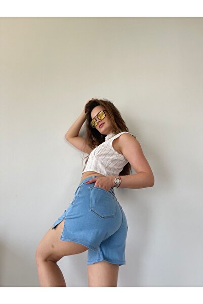 elnisgym YAN YIRTMAÇLI KOT ŞORT