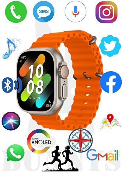 Bunnys Redmi Note 11 Uyumlu Akıllı Saat HK8 PRO MAX AMOLED EKRAN Watch 8 Ultr...