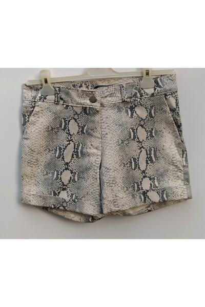 Hepsibitarz Kadın Bej Yılan Desenli Şort