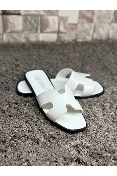 YILDIZ SHOES Women's Slippers Summer Daily Slippers Sea Beach Dowry Guest Indoor Slippers WHITE