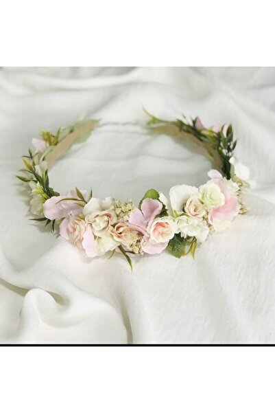 ASİMEL TAÇ & TASARIM Çiçekli Gelin Tacı Saç Aksesuarı Düğün Nikah Kına Çekim