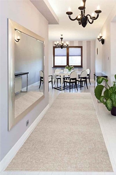 Sarar Kahverengi Düz Modern Desen Yıkanabilir Kaymaz Taban Jel Halı