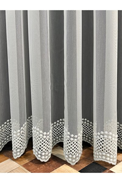 Cortibo Rotterdam Etek Desenli 1'e 2,5 Orta Pileli Tül Perde