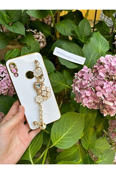 Aksesuarda Moda Xiaomi Note 7-7 Pro Uyumlu Çiçekli Taşlı İncili El Geçmeli La...