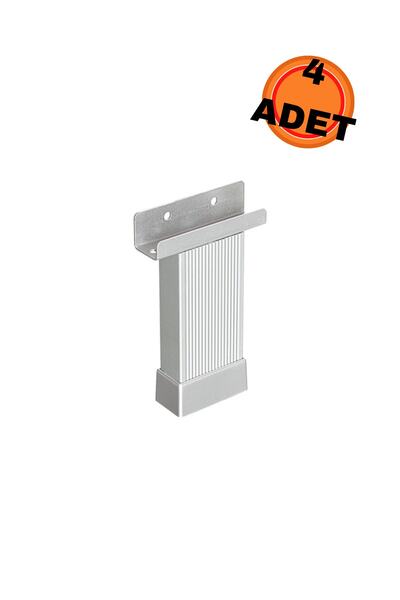 HOBİDABİ 15 Cm Çizgili Alüminyum U Geçme Ayak 20x45 Mm Matkrom (4 Adet)
