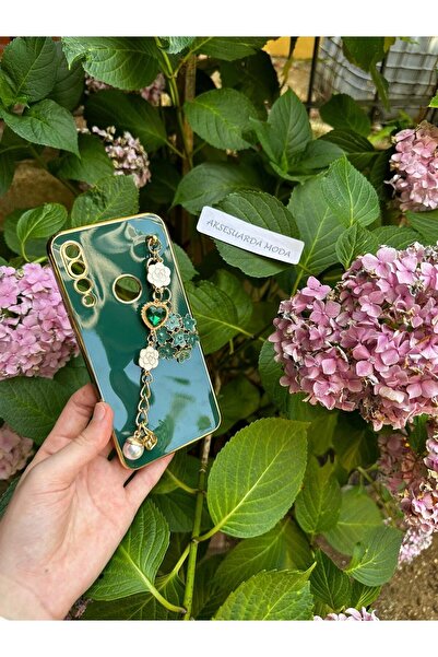 Aksesuarda Moda Huawei Y9 Prime 2019 Uyumlu Çiçekli Taşlı İncili El Geçmeli L...