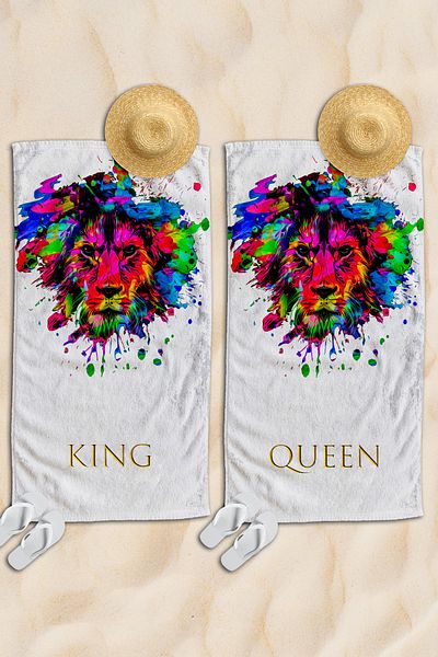 cott land Σετ ζευγάρι Lion Pattern Plsj και πετσέτα μπάνιου