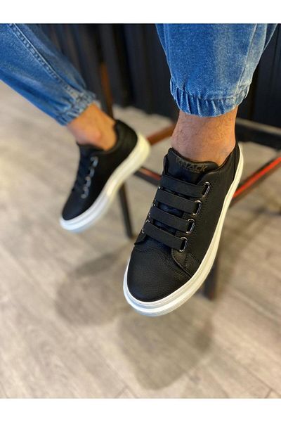 Joy Man J521, fără șireturi, elastic, cu 4 dungi, talpă ortopedică, pentru bărbați, pantofi sport casual, BT Black