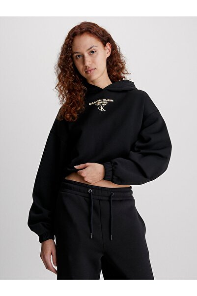 Calvin Klein Gathered Hem Cropped Kapüşonlu