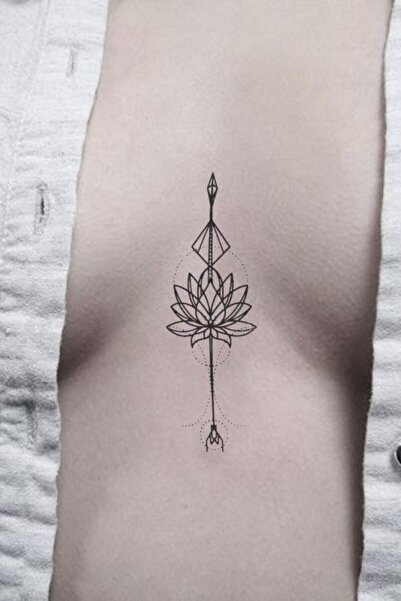 Acousticworld Göğüs Arası Geometrik Lotus Çiçek Tattoo Geçici Dövme Takı