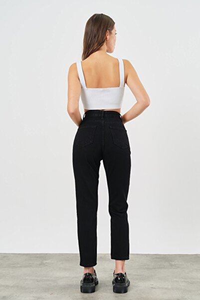 LİMABEL High Waist Black Mom Jeans Stretchy Jeans