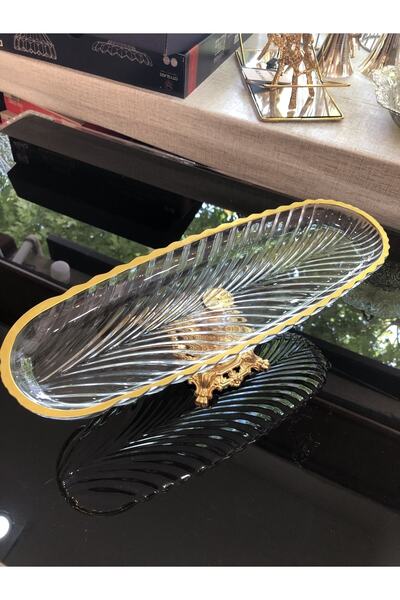 Royal Aksesuar Gilded Zamak Standing Glass Plate