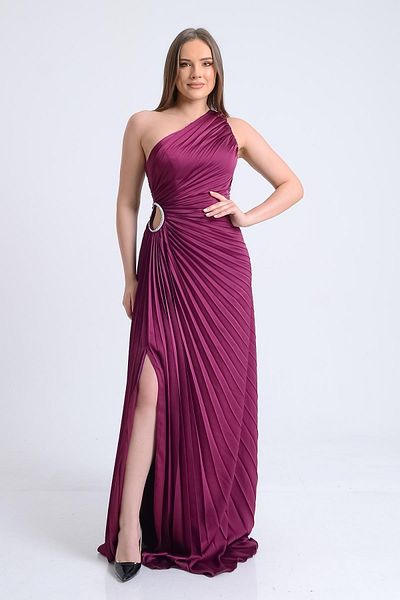 SpringStore Rochie de seara plisata cu un singur umar