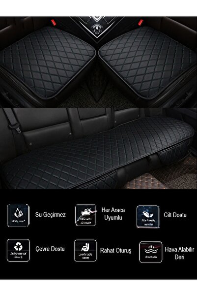 NURYAK لسيارة BMW 6 Series E63 كوبيه 2004-2011 بدلة أمامية وخلفية وسادة مقعد جلد أسود خياطة سوداء