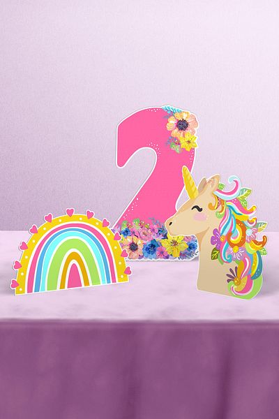 Hey Parti Στολίδι για τραπέζι Unicorn Birthday Concept Age 2