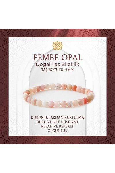 Saff Doğal Taş Opal Pink 6mm Natural Stone Bracelet