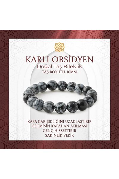 Saff Doğal Taş Snowy Obsidian 10mm Natural Stone Bracelet