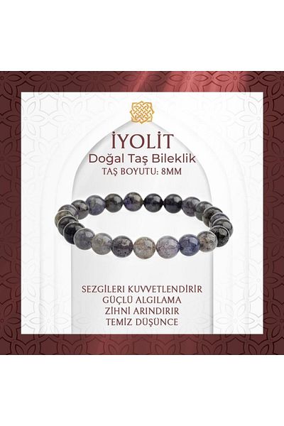 Saff Doğal Taş Iolite 8mm Natural Stone Bracelet