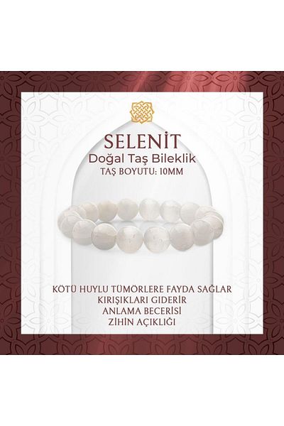 Saff Doğal Taş Selenite 10mm Natural Stone Bracelet