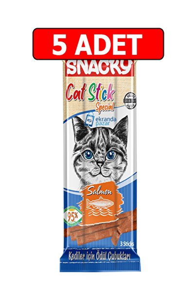 Snacky cat stick somonlu 5 adet kedi ödül maması çubuk