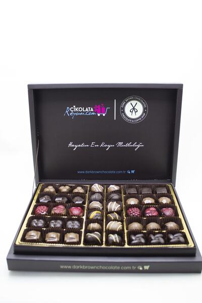 Dark Brown Hediyelik Çikolata 40 Adet Spesiyel Türüf Çikolata Kutusu Gerçek Ç...