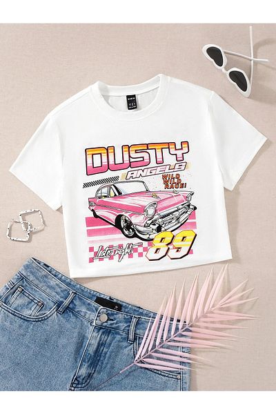 Jose Clothing ΓΥΝΑΙΚΕΙΟ ΚΟΝΤΟΜΑΝΙΚΙ ΛΕΥΚΟ ΤΥΠΩΜΕΝΟ CROP TOP BLUZ