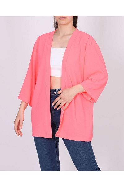 NARKISS Kimono roz cu textura fină din țesătură Aerobin