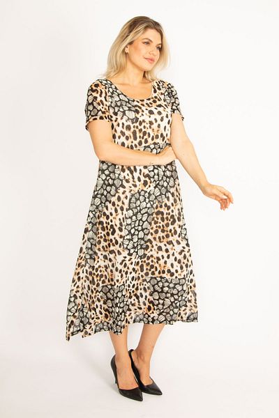 Şans Women's Plus Size Leopard Lined Tulle Dress 65n34439
