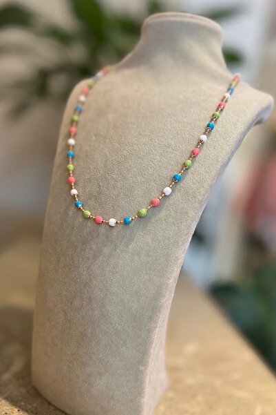 novon 18K Gold Kaplama Mine Boncuk Detaylı Kolye