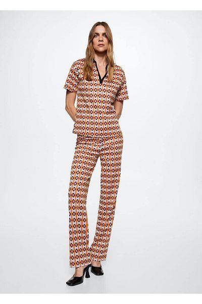 MANGO Woman Retro Patterned Trousers