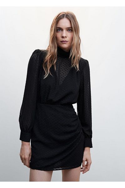 MANGO Woman Sukienka Plumeti z odkrytymi plecami