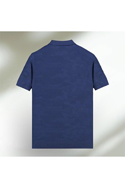 Sarar Μπλε μπλουζάκι με λεπτή πλεκτή λαιμόκοψη İnterview Wraps Polo