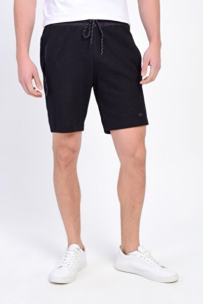 DYNAMO Pánské černé šortky s elastickým pasem s kapsami a bermudská texturovaná sportovní tkanina