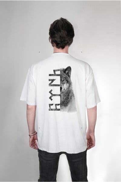 Darkia Turcă Bozkurt Design Special Printed Alb Oversize Tricou unisex